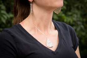 engravable silver dipped crazy lace pendant