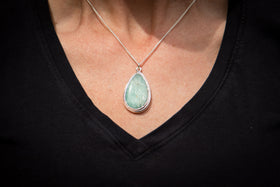 silver dipped amazonite pendant