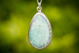 silver dipped amazonite pendant