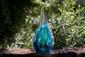 ocean wave flame with cremation ash