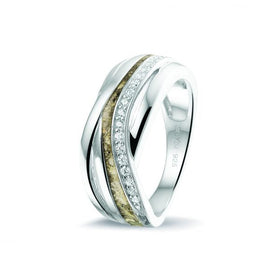 Sparkle Diagonal Ring with Cremation Ash