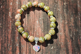 Unakite healing bracelet with ash