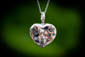 always in my heart mom and daughter cremation necklace