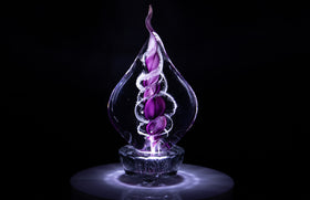 Memorial purple flame with cremation ash