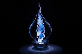 Memorial aqua flame with cremation ash