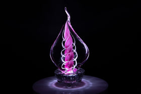 Illuminated Memorial Glass Flame with Cremation Ashes