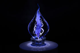 Memorial blue flame with cremation ash