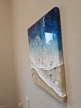 beach resin art with cremation ash