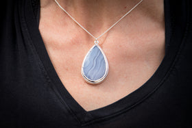 fingerprint engravable blue lace pendant for fingerprints footprints pawprint engraving and more worn straight on