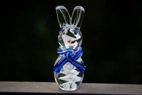 Glass rabbit with cremation ash