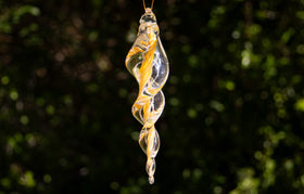 glass spinner with cremation ash