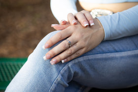 two gem cremation ring being worn