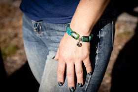 African cremation bracelet being worn