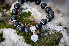 onyx bracelet with cremation ash