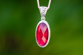 opal pendant with cremation ash