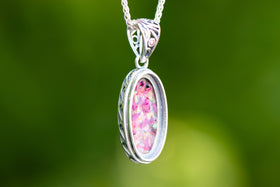 opal pendant with cremation ash