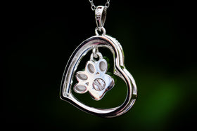 Cremation Necklace Pawprint Swivel