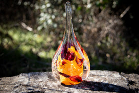 cremation glass flame with cremation ash from pets and people