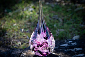 cremation glass flame with cremation ash from pets and people