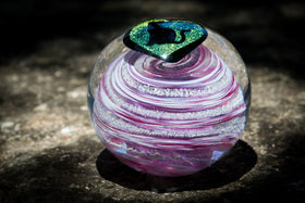 glass cremation orb with cat silhouette