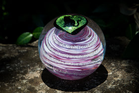 glass cremation orb with cat silhouette