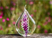 memorial flame ashes in glass with cremation ash