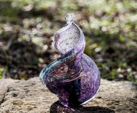 memorial glass spiral with cremation ash