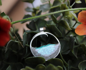 cremation ashes pendant ocean wave with inscription