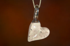 Red Petal Heart Pendant with Infused Cremation Ash