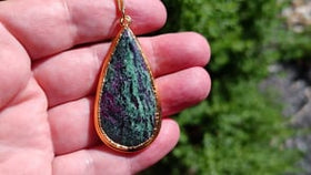 Engravable Gold Dipped Ruby Zosite Pendant