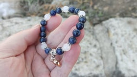 Sodalite and Snow Quartz Keepsake Urn Heart Bracelet - Fill at Home