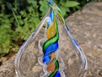 Tri-Color Memorial Glass Flame with Cremation Ashes