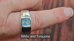 Men's Opal Ring with Cremation Ash