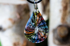 Color Wheel Pendant with Cremation Ash