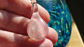 pink moon pendant with cremation ash