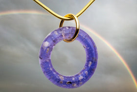 halo pendant with cremation ash