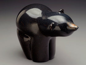 Memorial Glass Black Bear with Cremated Remains