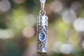 Blue topaz cylinder pendant urn