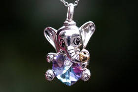 Sterling Silver Crystal Elephant Urn necklace. sterling silver necklace for ash, sterling silver jewelry for ash, cremation jewelry, remembrance jewelry