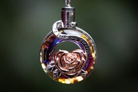 Crystal Rose Urn Necklace, necklace for ash, necklace for pet ash, cremation jewelry, memorial jewelry, necklace for cremation ash