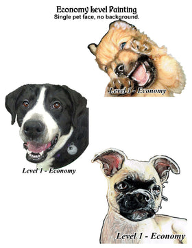 Hand Drawn and Painted Pet Portraits with Optional Cremation Ashes