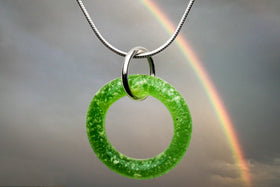 halo pendant with cremation ash