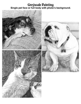 Hand Drawn and Painted Pet Portraits with Optional Cremation Ashes