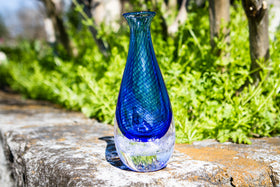 Glass vase with cremation ash
