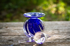 glass urn with ash