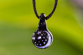 Moon and Stars Hologram Pendant with Infused Cremation Ash