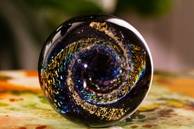 Glass Vortex Marble with Ash in Glass