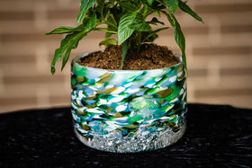 memorial planter with ashes into glass