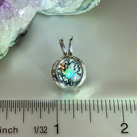 Wishbone Sparkle Pendant with 10mm Marble with Cremains and Opal