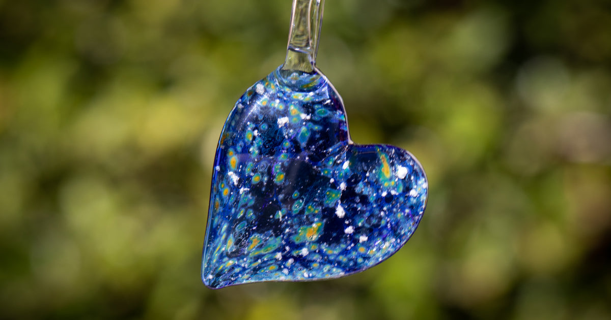 Cremation Jewelry Blue Starburst Pendant with Cremation Ash